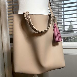Pink Crossbody Tote with Tassel